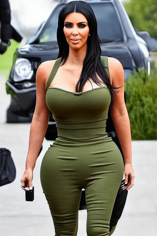 Prompt: full shot of kim kardashian wearing an army uniform, Irish flag, full body shot, tight attire, ultra detailed, body shape detailed, photo, highly detailed, trending on Instagram,