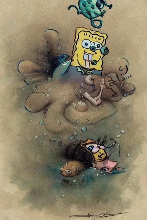 Image similar to ( ( ( ( ( 1 9 5 0 s spongebob squarepants. muted colors. ) ) ) ) ) by jean - baptiste monge!!!!!!!!!!!!!!!!!!!!!!!!!!!