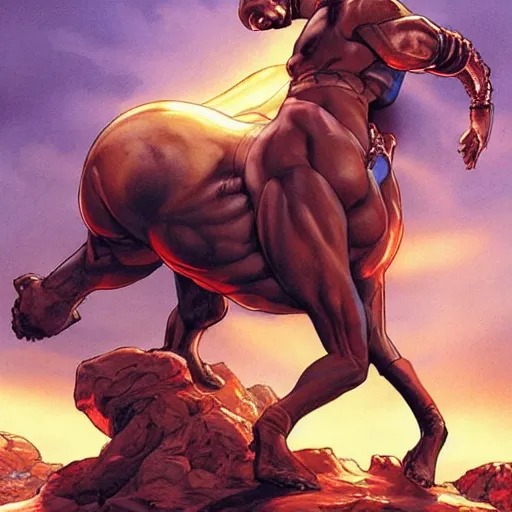 Image similar to chonky bald ethan van sciver, riding on a sad dark horse, full view, beautiful artwork by artgerm and rutkowski, breathtaking, beautifully lit, dramatic, full view