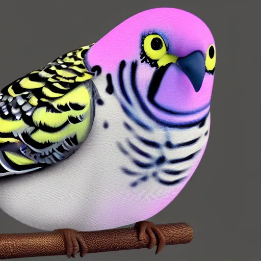 Prompt: an oil painting of a pink budgie with black spots, full hd, ue5, ue4, unreal engine 5, artstation