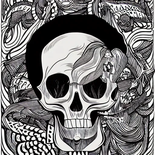 Image similar to illustration, mcbess rutkowski 💀