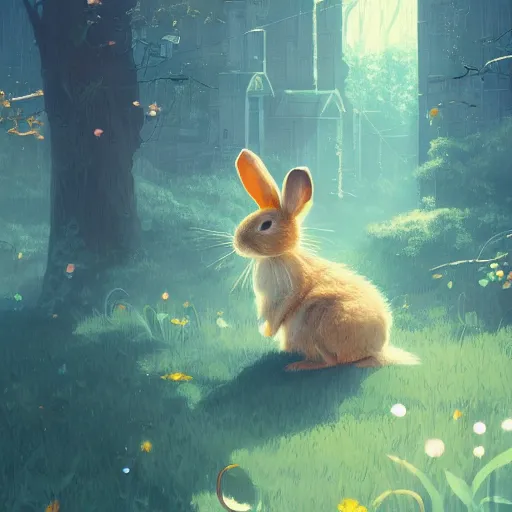 Image similar to cute rabbit by victo ngai and andreas rocha and greg rutkowski trending on artstation unreal engine 8 k hd wallpaperjpeg artifact blur