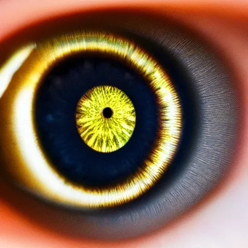 Image similar to microscopic view of a cat's eye reflecting the universe