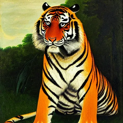 Prompt: a genre painting of tiger by istvan ilosvai varga