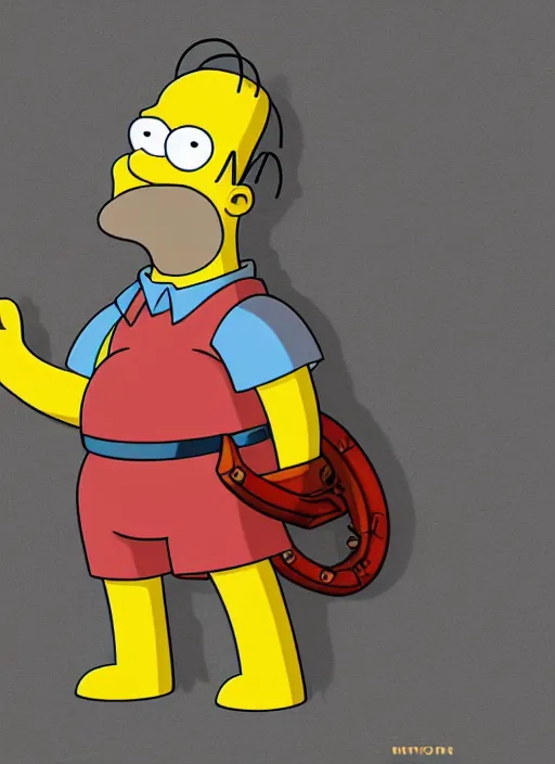 Prompt: Homer Simpson:: depicted as Kratos God of War, high detailed official artwork