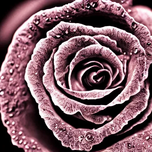 Image similar to award - winning macro of a beautiful black rose made of glowing molten magma