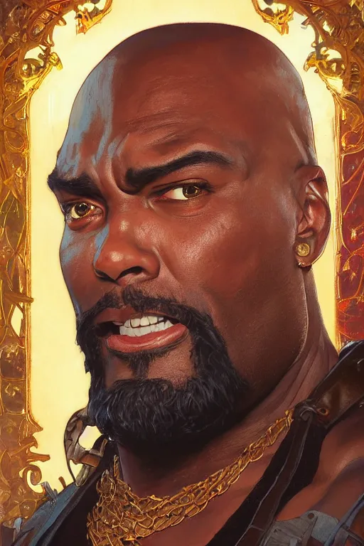 Image similar to Mister T portrait by Stanley Artgerm Lau, greg rutkowski, thomas kindkade, alphonse mucha, loish, norman Rockwell