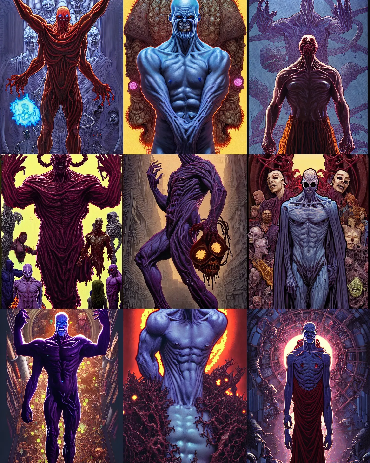 Prompt: the platonic ideal of pixelart of cletus kasady ultimate carnage thanos dementor doctor manhattan chtulu nazgul, detailed, intricate, hyperrealism, intense, scary, decay, dmt, art by brock hofer and artgerm and greg rutkowski and alphonse mucha