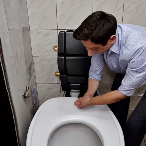 Image similar to Zelensky flushes himself in the toilet