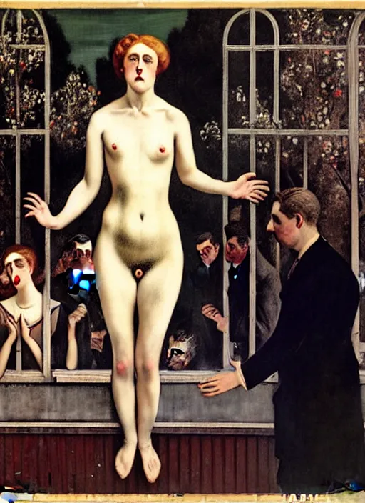 Image similar to The Abandon of Euphoria, Election Poster, by Paul Delvaux, 1900s, 8k