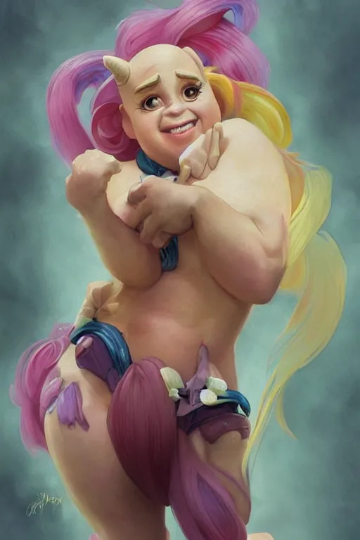 Prompt: Danny Devito as a My Little Pony , intricate, elegant, highly detailed, digital painting, artstation, concept art, smooth, sharp focus, illustration, art by artgerm and greg rutkowski and alphonse mucha