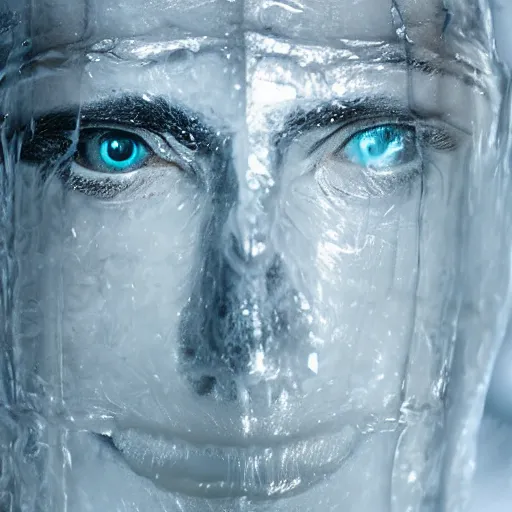 Image similar to see through clear sheet of ice sheet of ice in front of face face face behind ice face behind ice