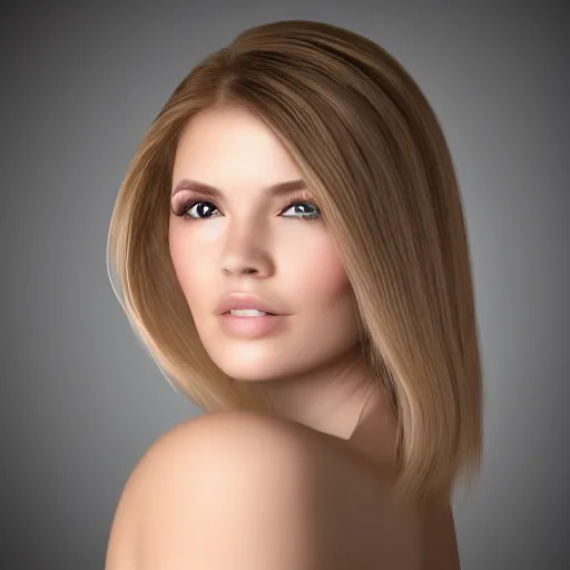 Image similar to pretty Caucasian woman, headshot, 3/4 face turn, soft lights, photorealistic