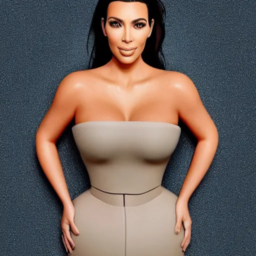 Image similar to kim kardashian as a tear - shaped fish with cyborg legs