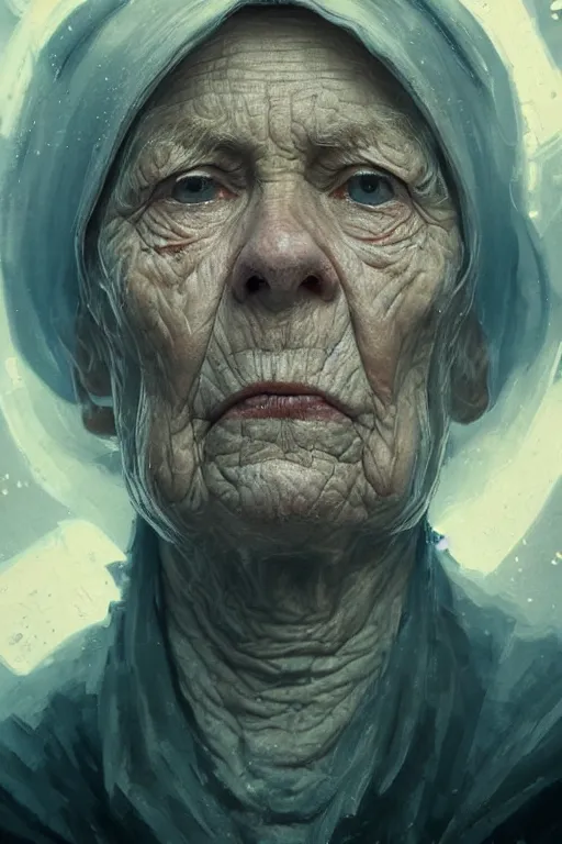 Prompt: the look of an elderly person 6 5 5 4 1 8 8 full of wrinkles and imperfections by artgem and greg rutkowski, highly detailed, high contrast, light reflection, trippy, nebula, trending on artstation