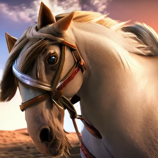 Image similar to close up, zelda riding a horse on moon, detailed realistic face, hyper realistic, 4 k octan render, unreal 5