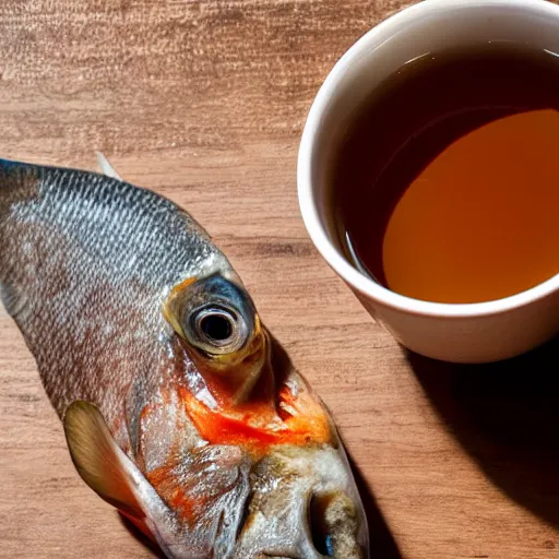 Image similar to fish in a cup of tea, food photography