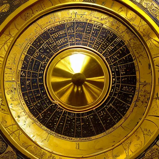 Prompt: an ancient golden wheel of fortune.