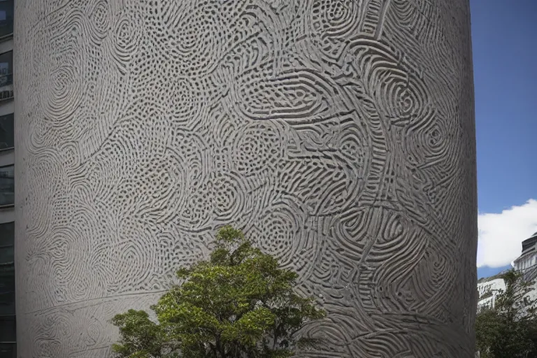 Image similar to Futuristic sandstone tadao ando Facades with biomimicry carvings