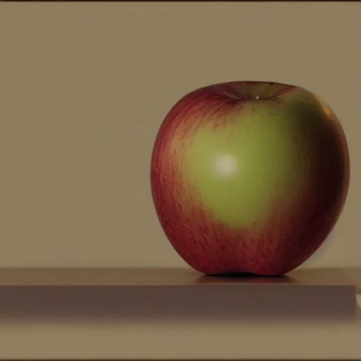 Prompt: Apofiss, still life of an apple, by Calarts and Apofiss, volumetric lighting, by Apofiss