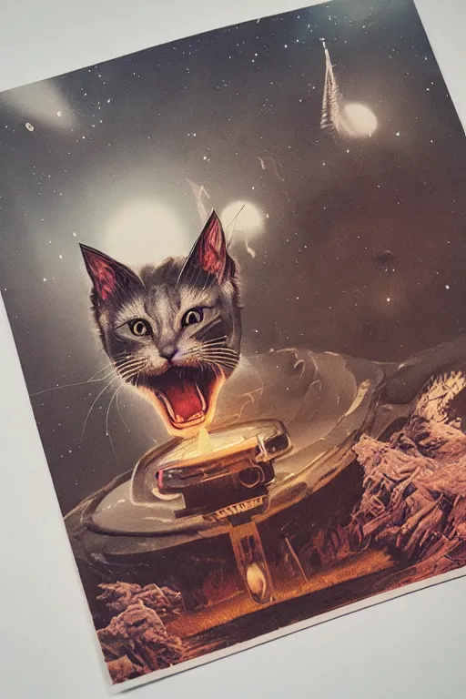 Image similar to demon cat. art by mike winkelmann, sticker, illustration, highly detailed,