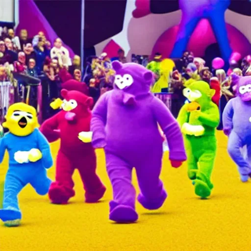 Image similar to Teletubby mosh pit