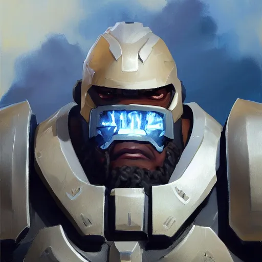 Image similar to greg manchess portrait painting of fully armored the foundation aka dwayne the rock from fortnite as overwatch character, medium shot, asymmetrical, profile picture, organic painting, sunny day, matte painting, bold shapes, hard edges, street art, trending on artstation, by huang guangjian, gil elvgren, ruan jia, greg rutkowski, gaston bussiere