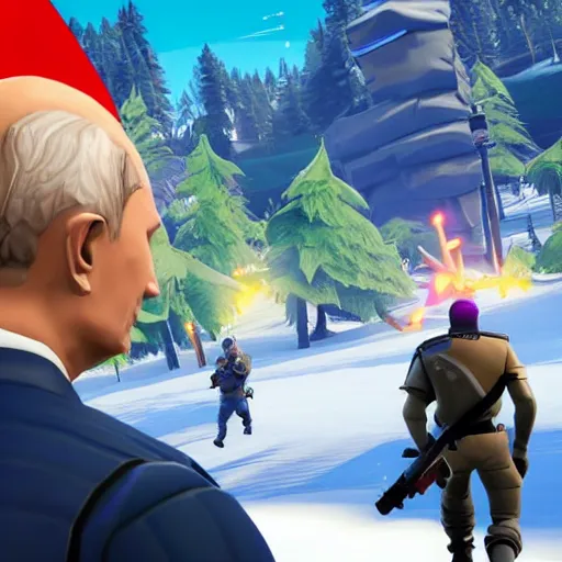 Image similar to vladimir putin as fortnite character, gameplay screenshot