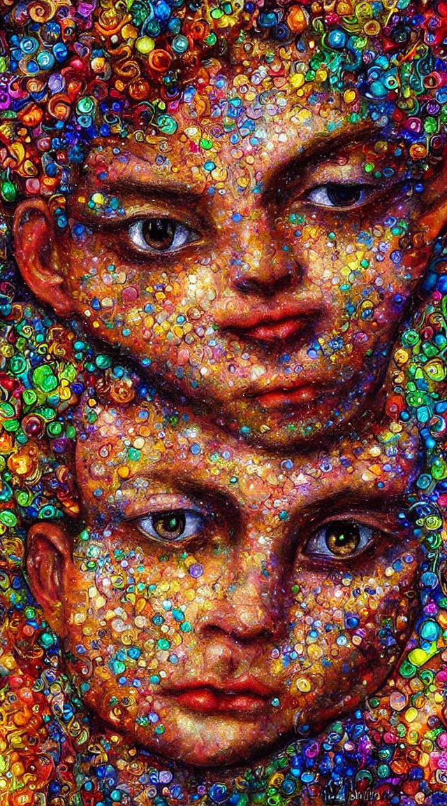 Image similar to boy face made of crystals by Josephine Wall