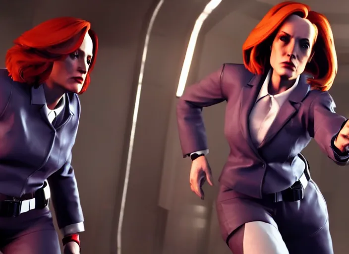 Image similar to dana scully in stret fighter v ( 2 0 1 7 ), dynamic pose, official media, ps 4 in - game cinematic, 5 k