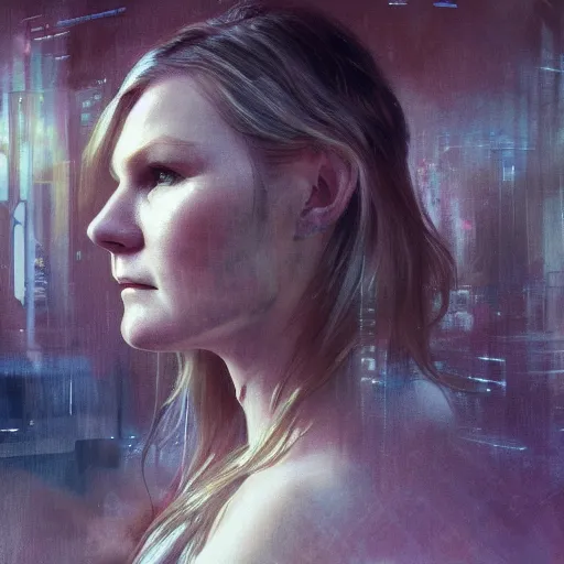 Prompt: kirsten dunst, hyperrealistic portrait, bladerunner street, art of elysium by jeremy mann and alphonse mucha, fantasy art, photo realistic, dynamic lighting, artstation, poster, volumetric lighting, very detailed face, 4 k, award winning