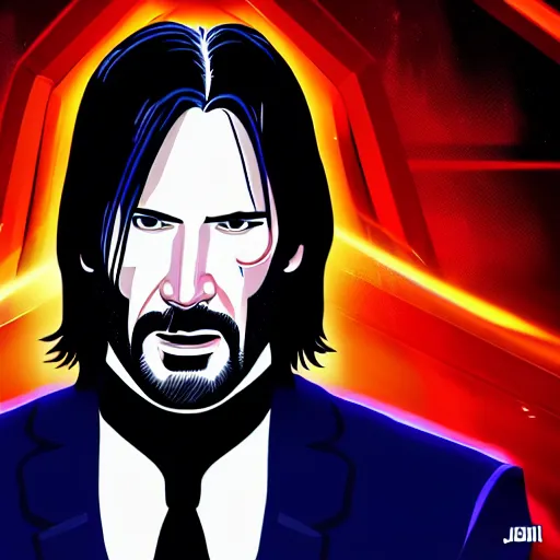 Image similar to john wick in the tron universe, 4 k, digital art