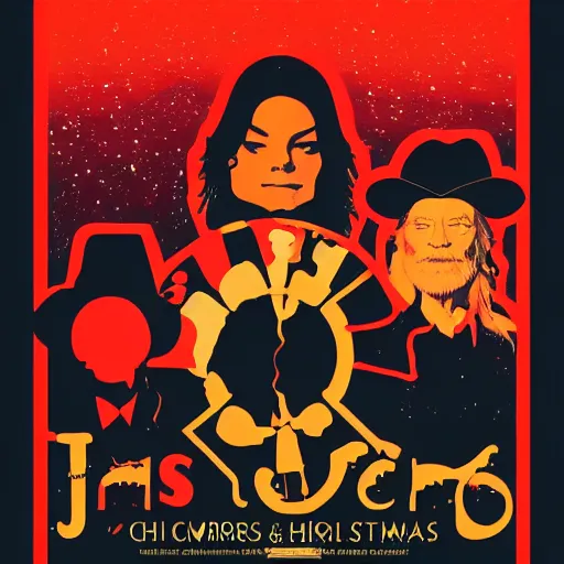 Image similar to a tycho iso 5 0 poster design for michael jackson and willie nelson's christmas special