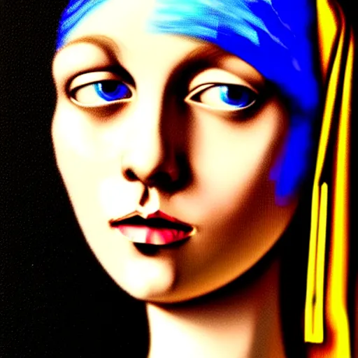 Image similar to An extremely psychedelic portrait of the Girl With the Pearl earring, surreal, LSD, face, detailed, intricate, elegant, lithe, highly detailed, digital painting, artstation, concept art, smooth, sharp focus, illustration