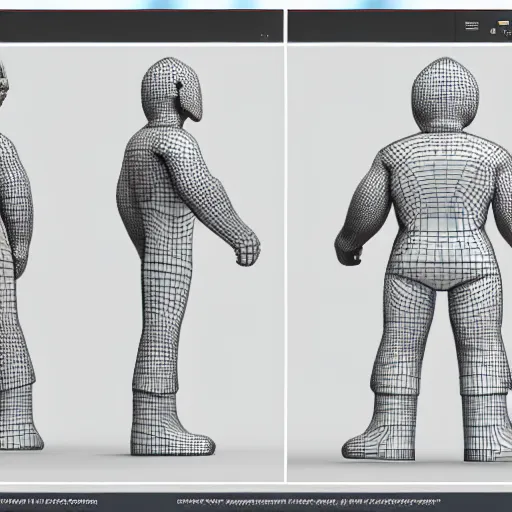 Image similar to 3 d modelling reference of spongebob video game character. free download for artists. front and side view blueprint.