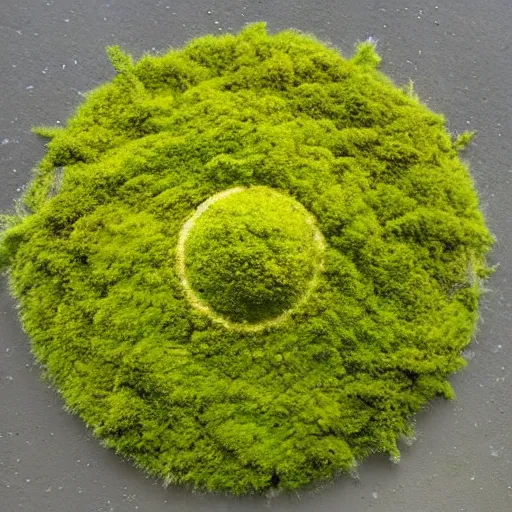 Image similar to radial statue with very yellow moss