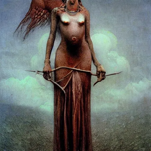 Image similar to female marthian by Beksinski