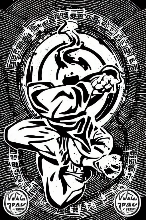 Image similar to a epic logo about martial arts MMA, vectorial, black and white, highly detailed, figurative