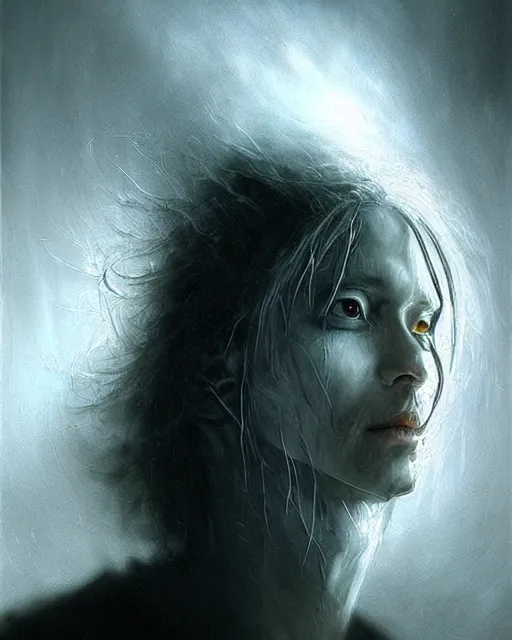 Image similar to evil anime character, award winning photograph, radiant flares, realism, lens flare, intricate, various refining methods, micro macro autofocus, evil realm magic painting vibes, hyperrealistic painting by michael komarck - stephen gammell