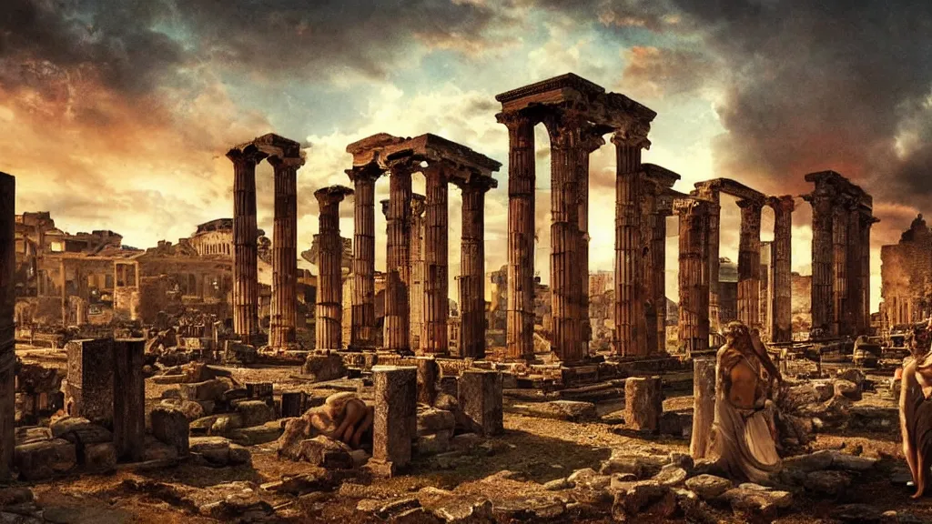 Prompt: cyberpunk pompeii landscape circa 6 5 ad