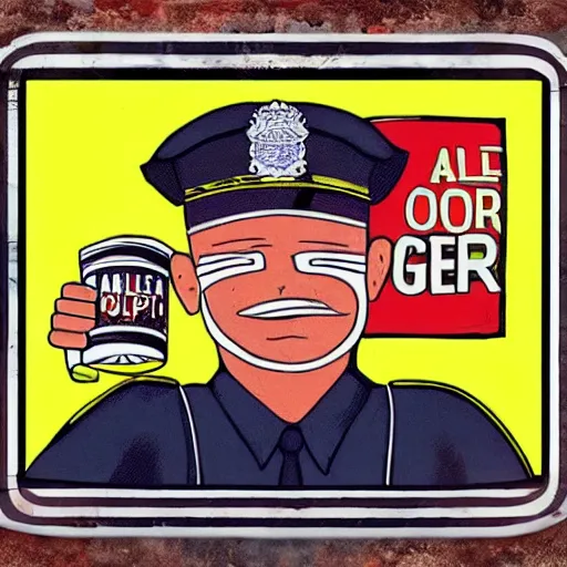 Image similar to all cops are burgers propaganda art,