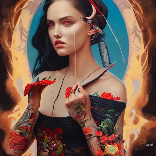 Image similar to Tristan Eaton Stanley Artgerm and Tom Bagshaw,