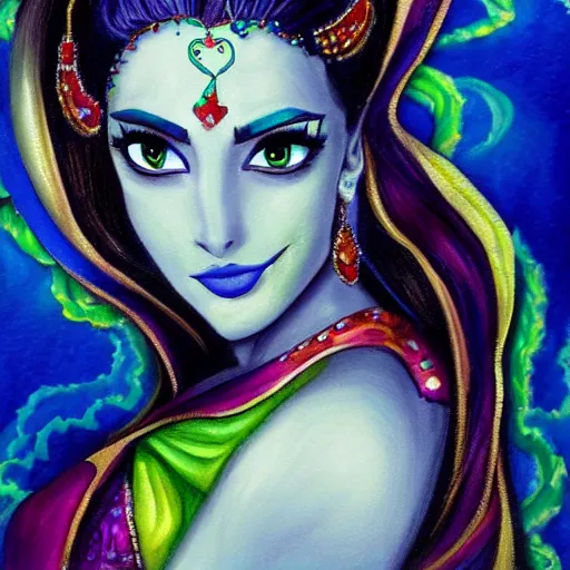 Image similar to side_profile_centered_painted_portrait_Maya_Ali_as_a_storm_sorcerer_colourful_pretty_face_intricate_eyes_beautiful_elegant_Animeby - H704 - C14.0