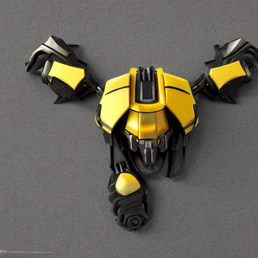 Prompt: hard surface, robotic platform, based on bumblebee, 6 claws, unreal engine