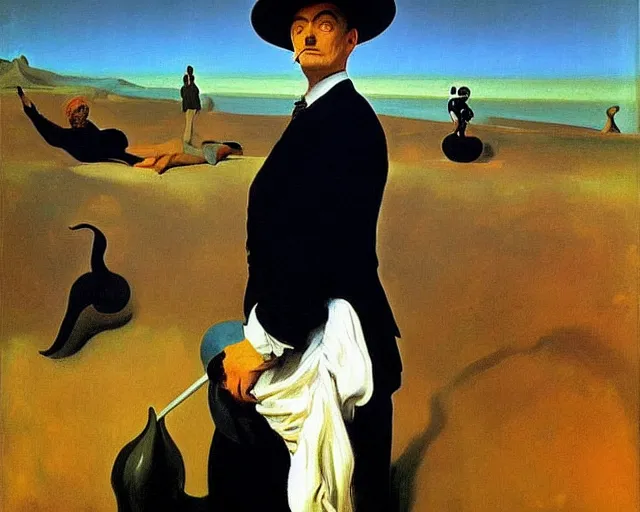 Image similar to painting by John Singer Sargent, Magritte, Salvador Dali, Magritte, Salvador Dali, and John Singer Sargent