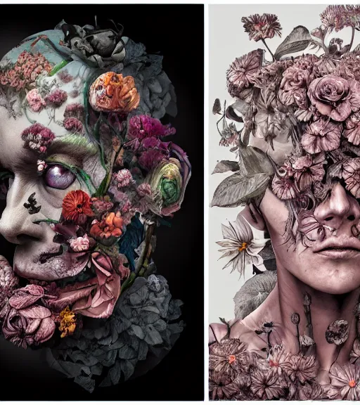 Image similar to portrait, nightmare anomalies, flowers by dariusz zawadzki, kenneth blom, mental alchemy, james jean, pablo amaringo, naudline pierre, contemporary art, hyper detailed