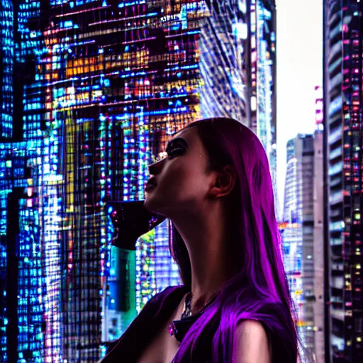 Image similar to a beautiful cyberpunk woman, canon eos r 3, f / 1. 4, iso 2 0 0, 1 / 1 6 0 s, 8 k, raw, unedited, symmetrical balance, in - frame