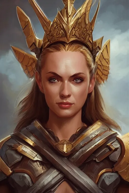 Image similar to amazon valkyrie athena, d & d, fantasy, portrait, highly detailed, headshot, digital painting, trending on artstation, concept art, sharp focus, illustration, art by artgerm and greg rutkowski and magali villeneuve