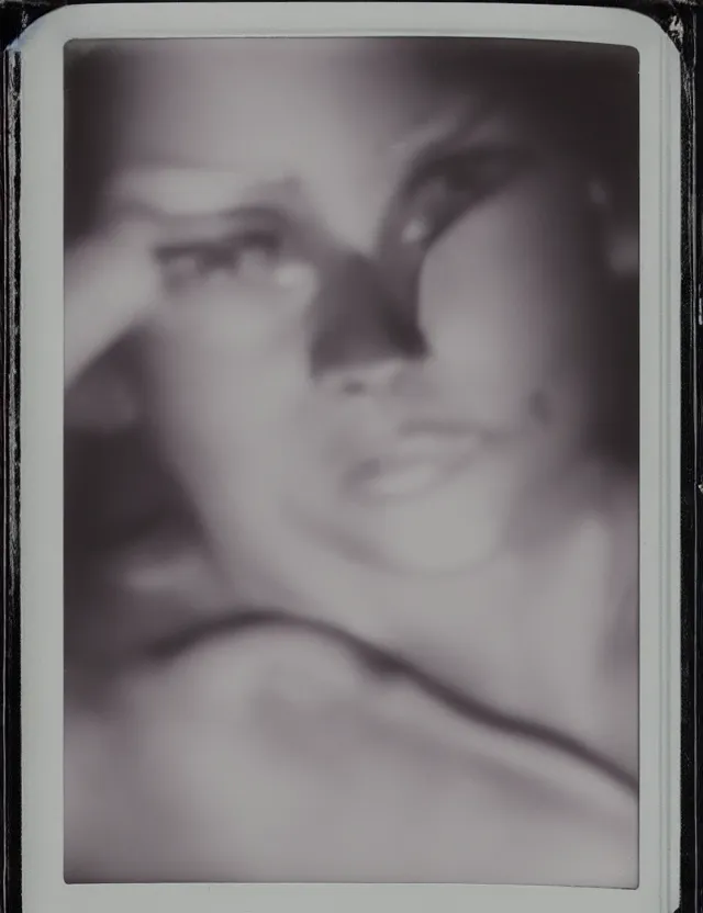 Prompt: polaroid photo with flash, beautiful albinist model, polaroid photo bleached strong lights, kodak film stock, hyper real, stunning moody cinematography, with anamorphic lenses, by maripol, detailed