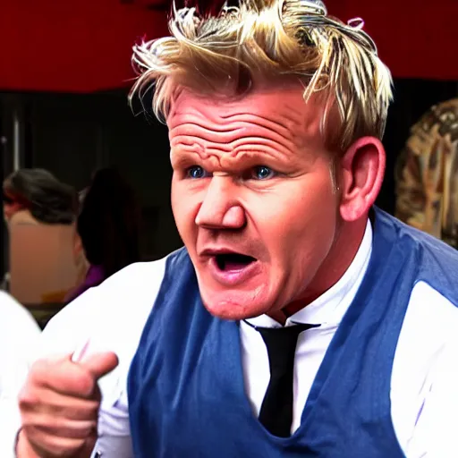 Prompt: gordon ramsay yelling at school lunch ladies